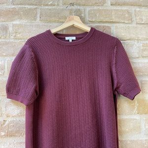 Maroon knit short sleeved shirt by Reiss